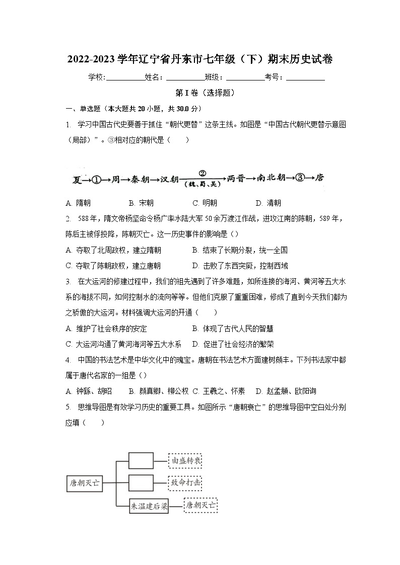 2022-2023学年辽宁省丹东市七年级（下）期末历史试卷（含解析）01