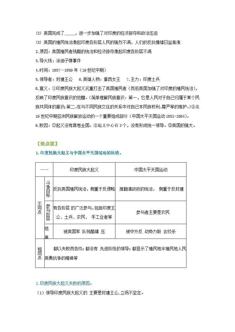 【同步讲义】部编版历史九年级下册--第1课《殖民地人民的反抗斗争》讲义(学生版)第3页