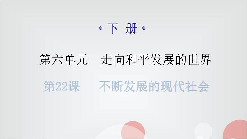 人教版世界历史九年级下册第六单元第22课不断发展的现代社会课件第1页