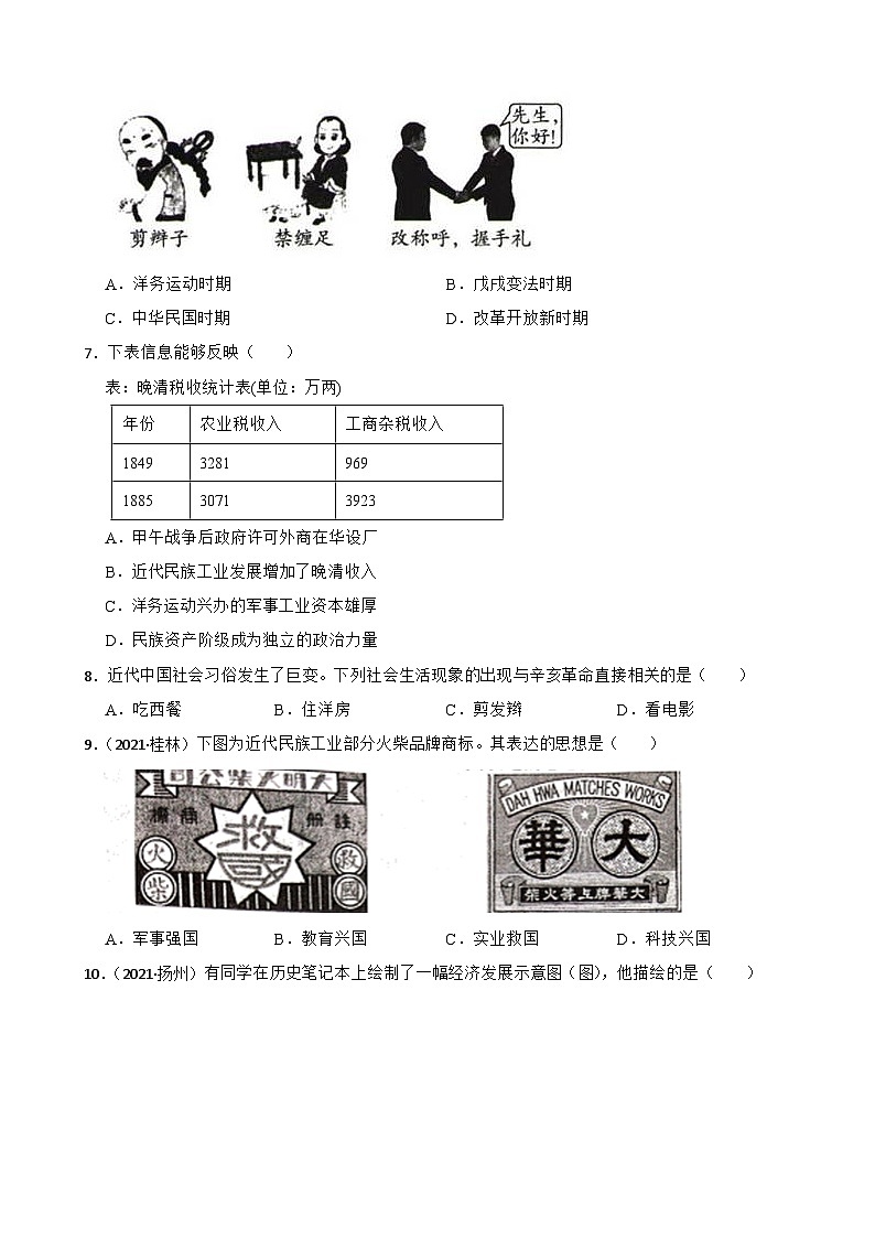 第八单元 近代经济、社会生活与教育文化事业的发展 单元测试卷B02