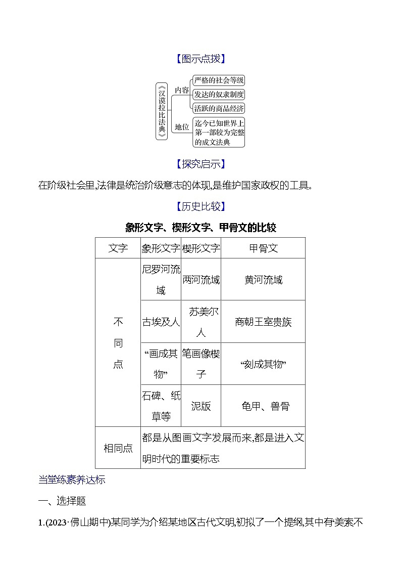 2023-2024 部编版初中历史 九年级上册 第一单元 第2课 古代两河流域 同步练习03
