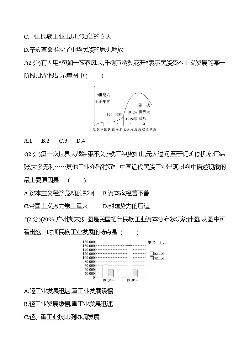 第25课 经济和社会生活的变化 基础训练(学生版+教师版) 2023-2024部编版历史八年级上册03
