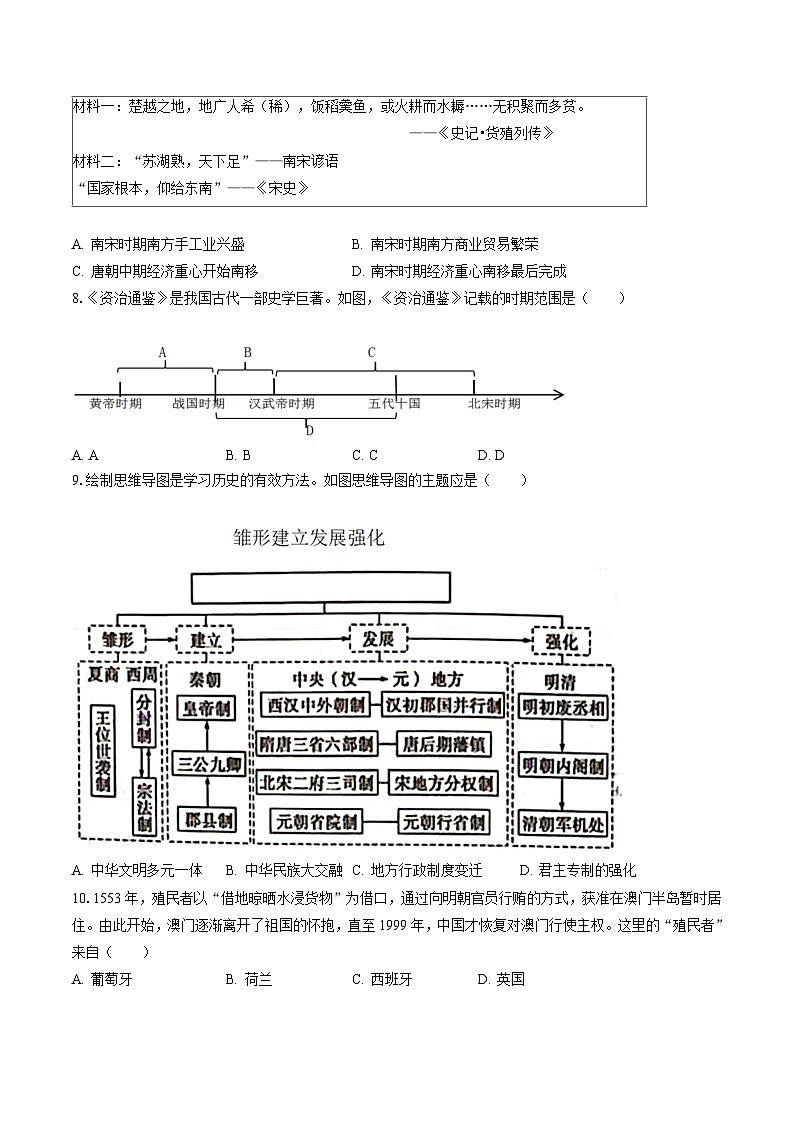 2022-2023学年山西省忻州市七年级(下)期末历史试卷(含答案解析)02