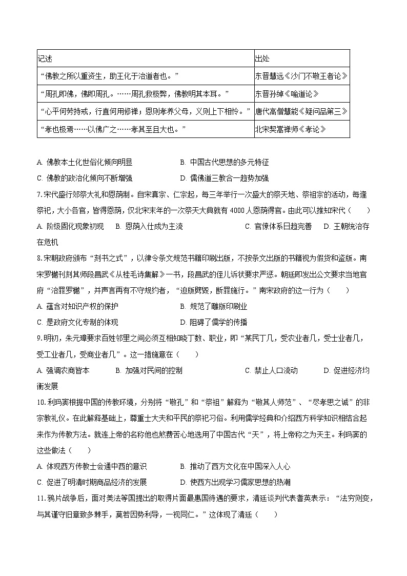 2022-2023学年江西省宜春市丰城中学九年级（下）期末历史试卷（含解析）02