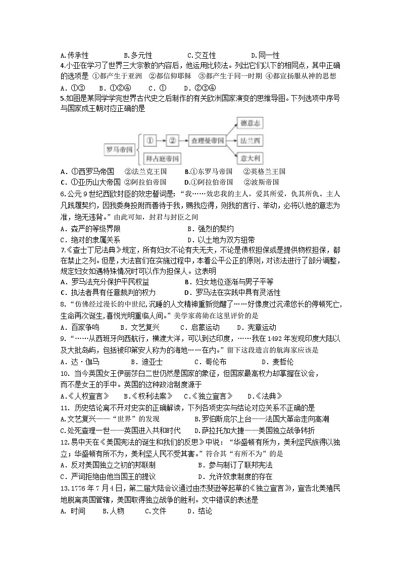 初三历史试卷第2页