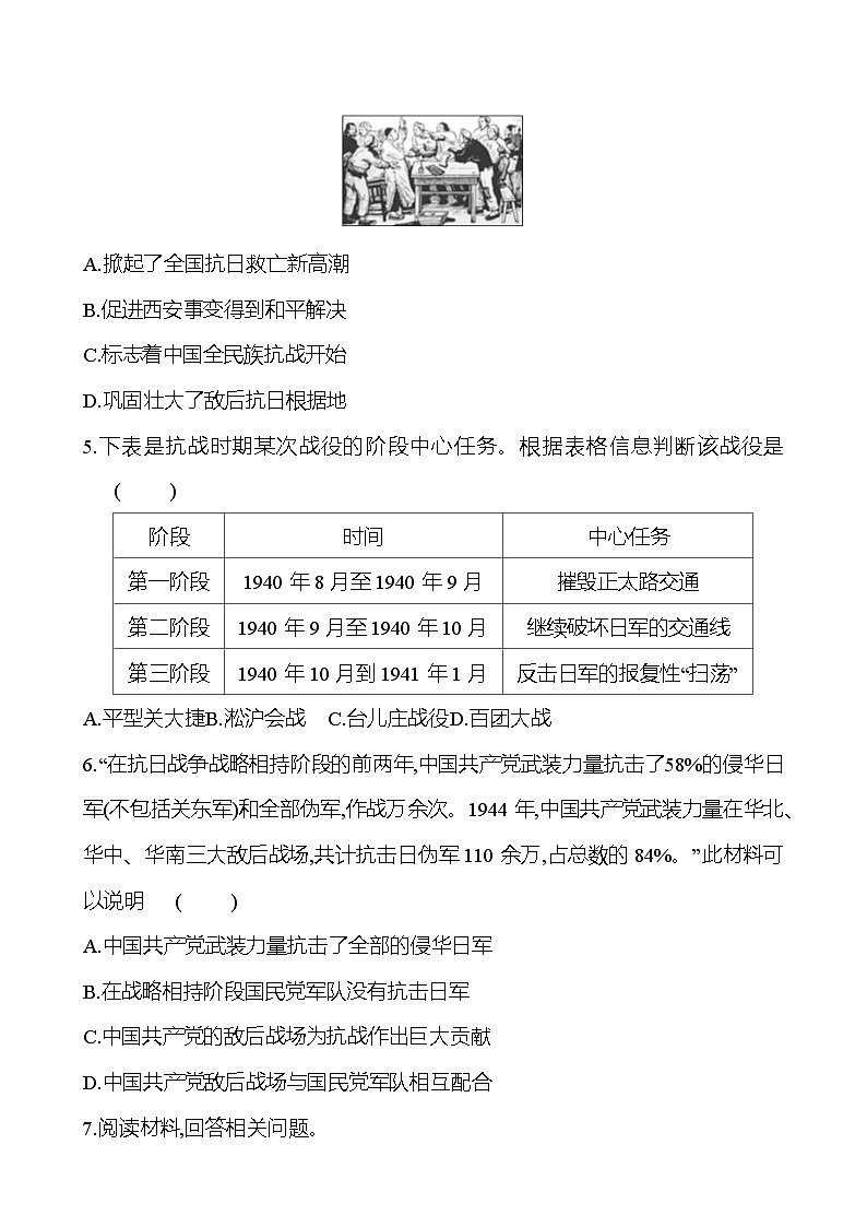 第六单元 第二十一课 敌后战场的抗战 提分作业2023-2024部编版历史八年级上册02