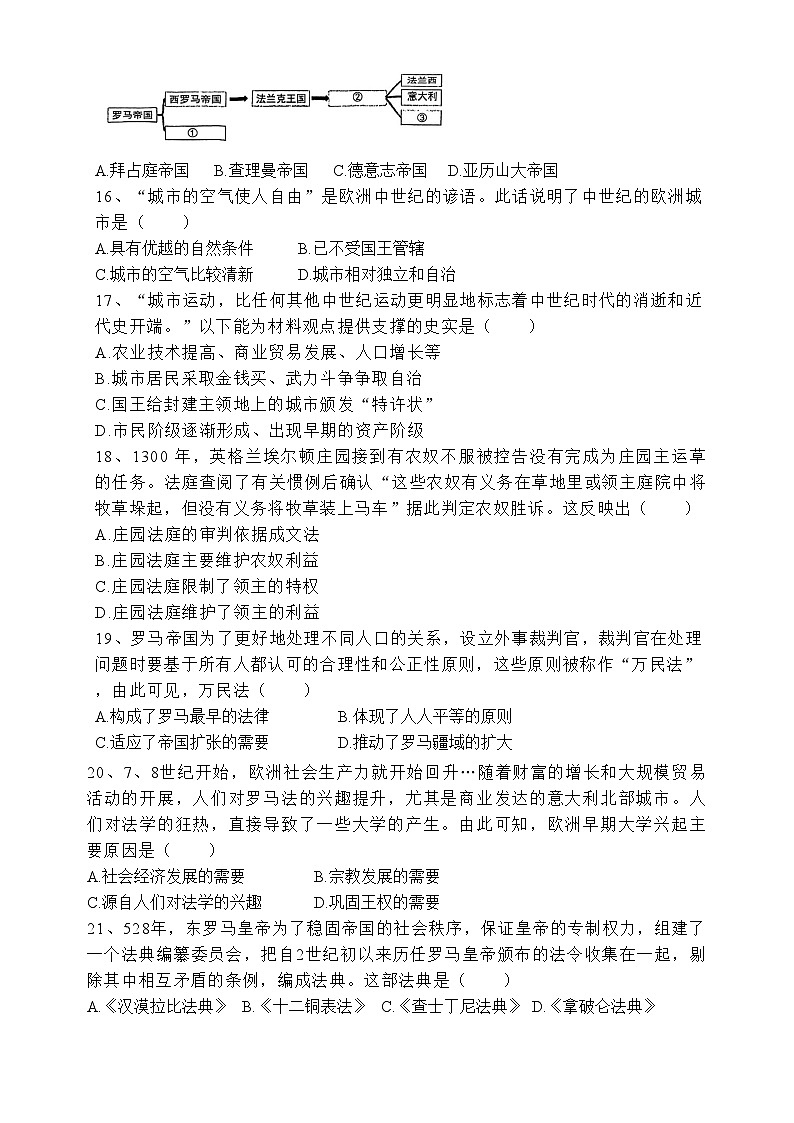 湖南省衡阳市八中教育集团2023~2024学年九年级上学期第一次阶段测试历史试题(月考)03