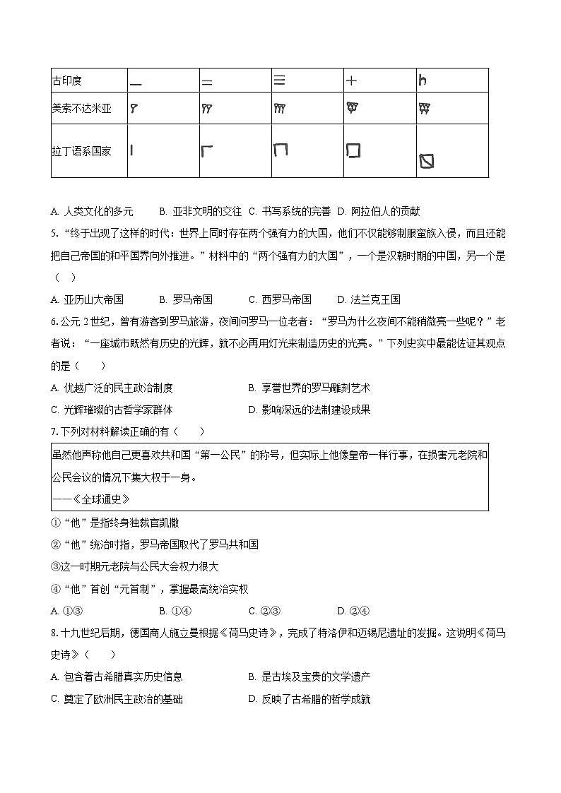2023-2024学年江苏省徐州市沛县九年级(上)月考历史试卷(10月份)(含解析)第2页