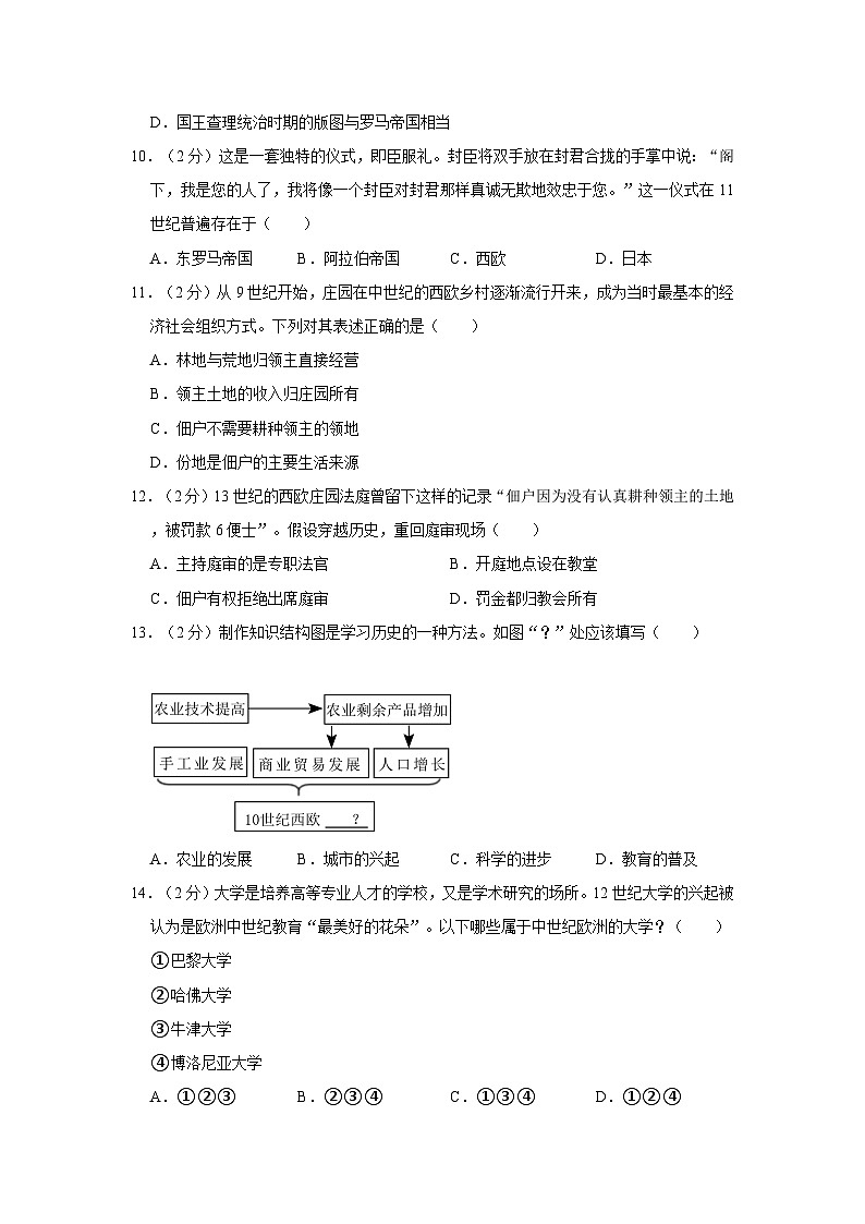 2023-2024学年山东省东营市广饶实验中学八年级上学期第一次月考历史试卷(五四学制)03