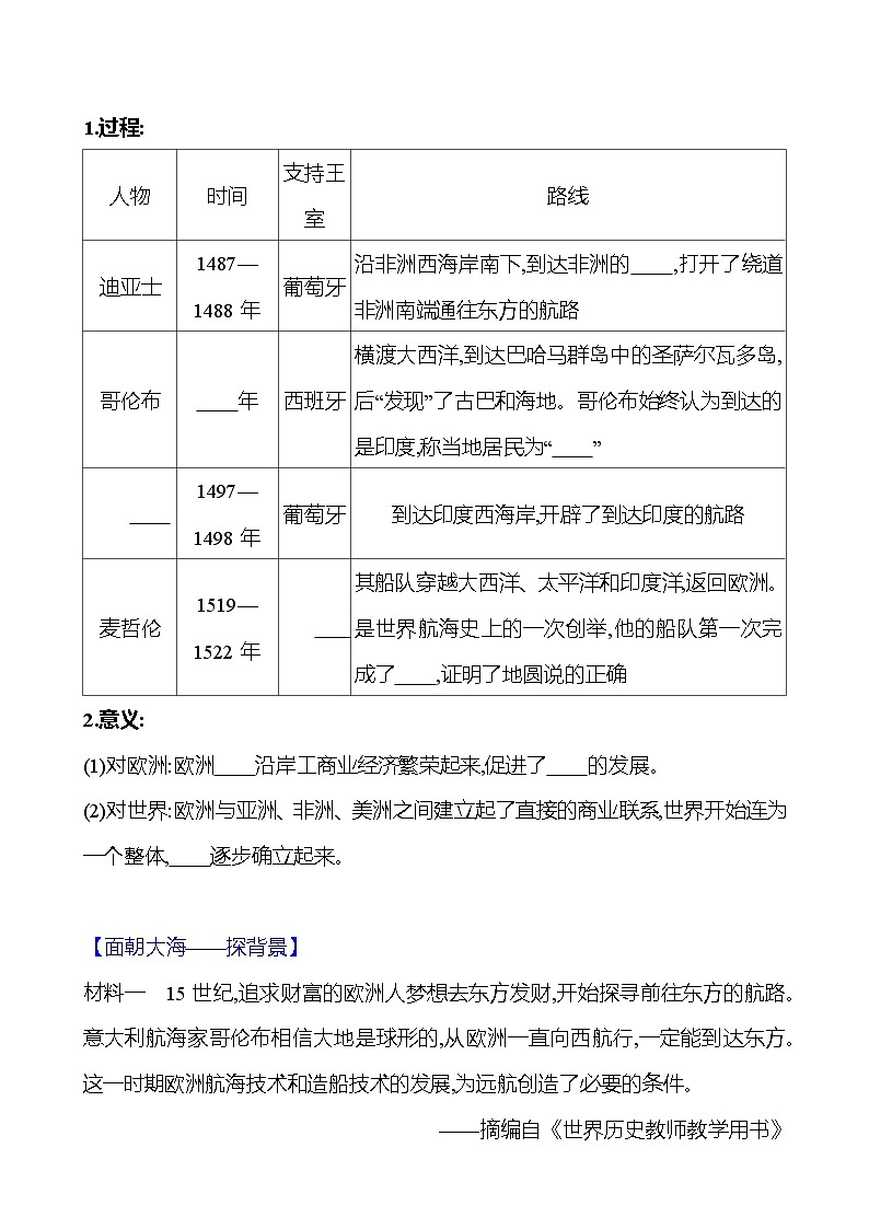 第15课 探寻新航路 导学案(学生版+教师版) ---2023--2024学年部编版历史九年级上册02