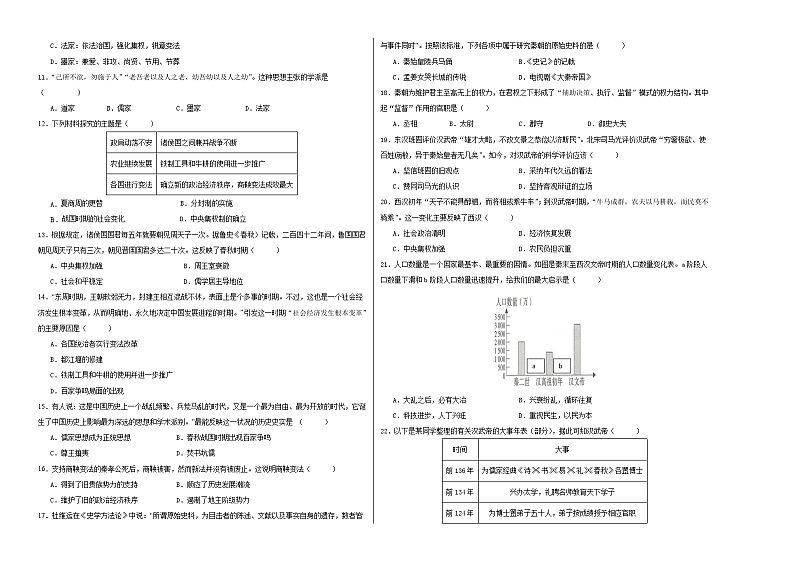 期中模拟卷(湖南)【测试范围:七上第1-12课】2023-2024学年七年级历史上学期期中模拟考试试题及答案02