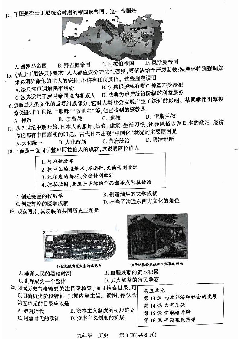 河南省洛阳市伊川县2023-2024学年九年级上学期期中历史试题03