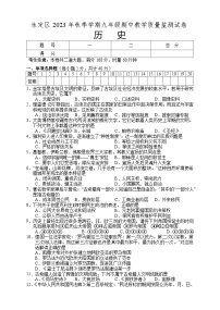 湖南省张家界市永定区2023-2024学年九年级上学期期中考试历史试题