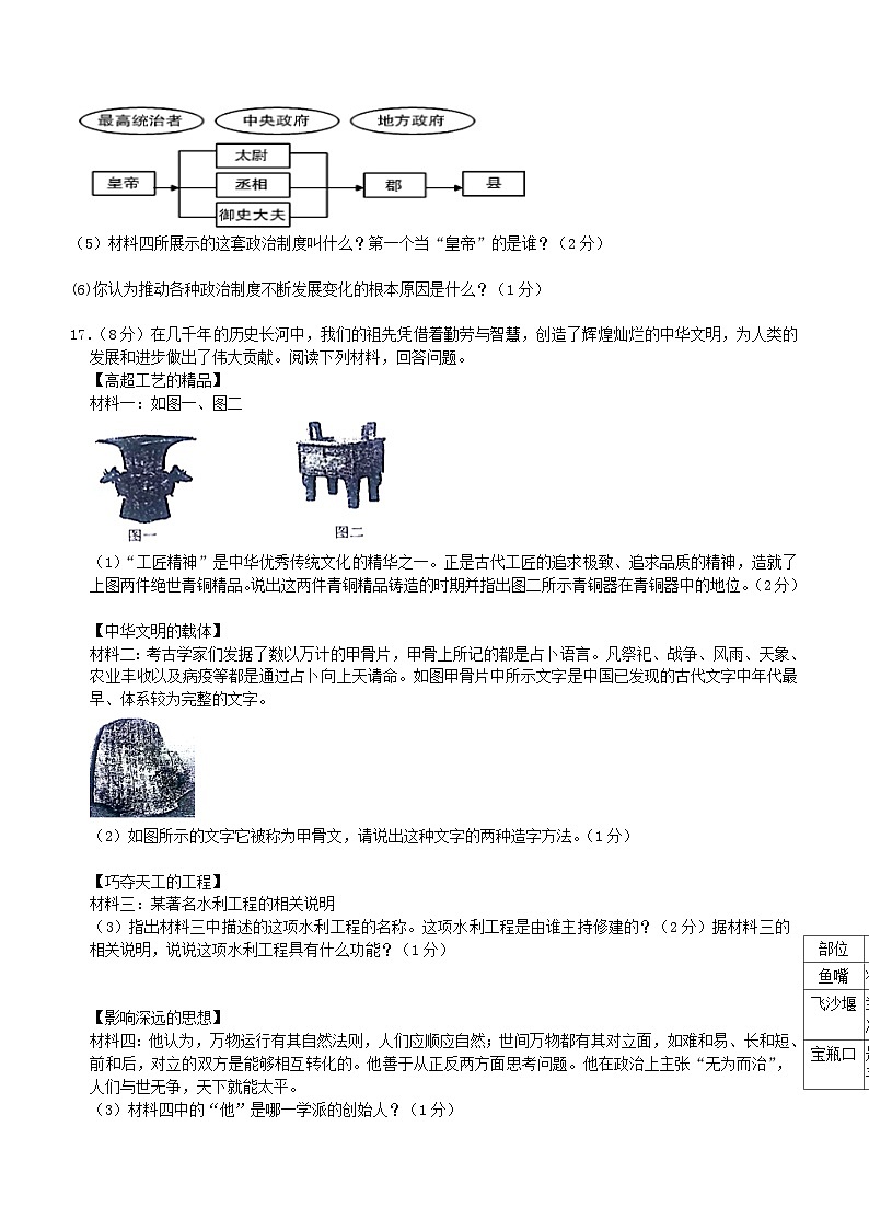 重庆市开州区重点学校2023-2024学年七年级上学期11月期中历史试题(含答案)03