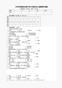 瀘州市納溪區(qū)合面中學(xué)七年級(jí)歷史上冊模擬考試題