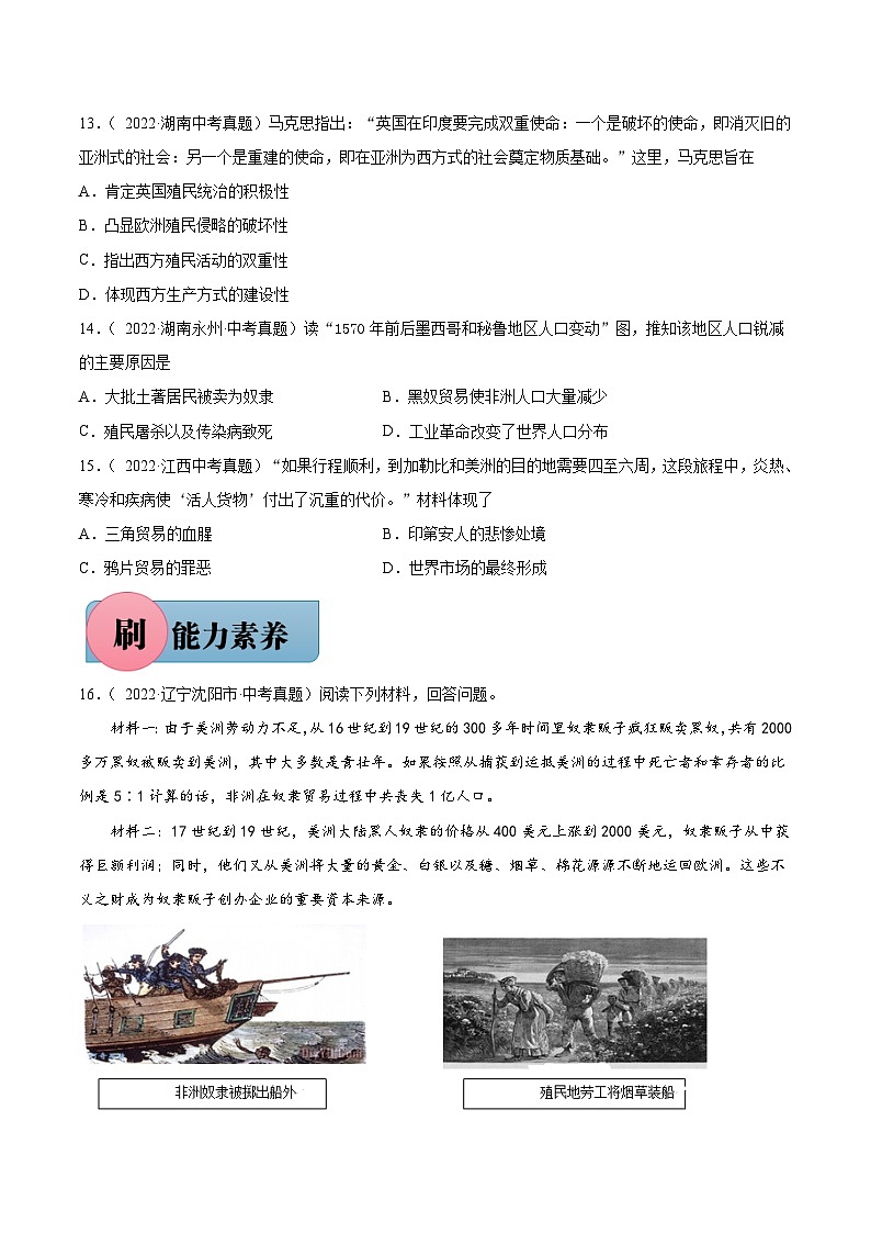 第16课 早期殖民掠夺-【必刷题】2021-2022学年九年级历史上册同步练习(部编版)03