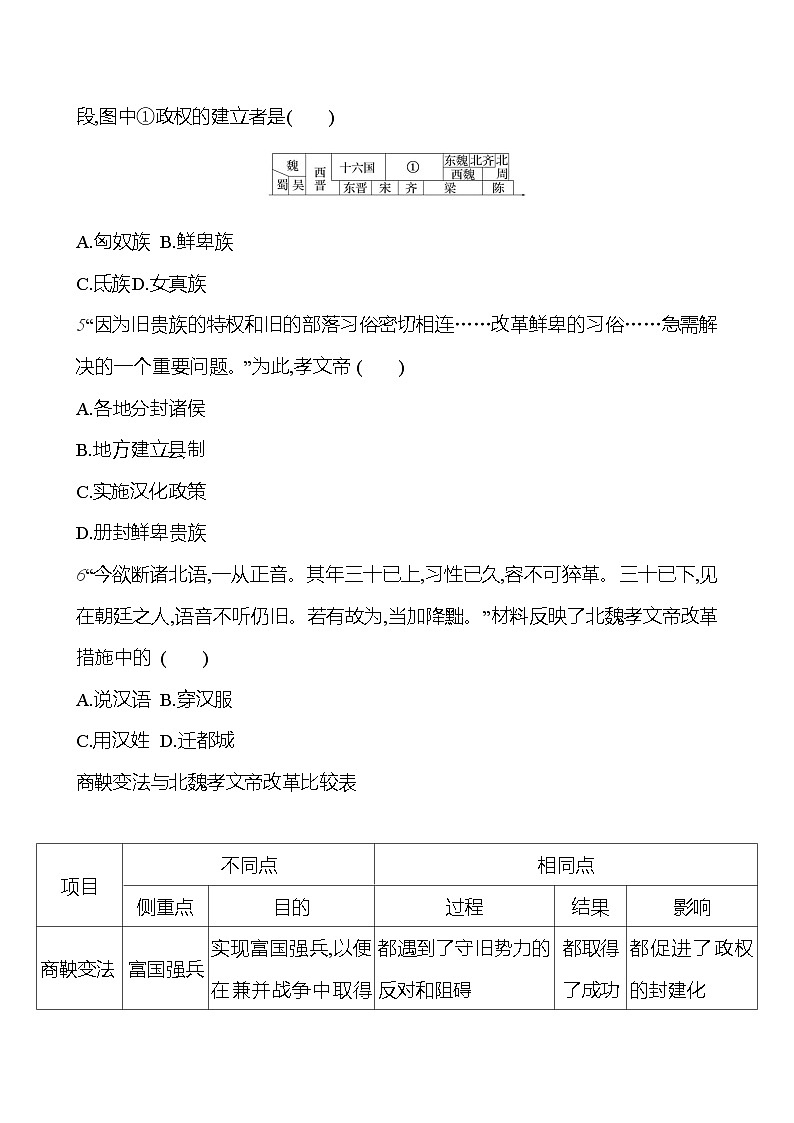 第四单元 第19课 北魏政治和北方民族大交融 (学生版)2023-2024 部编版历史七年级上册第2页