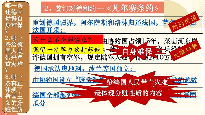 人教版初中歷史九年級第十課 《凡爾賽條約》與《九國公約》課件第5頁
