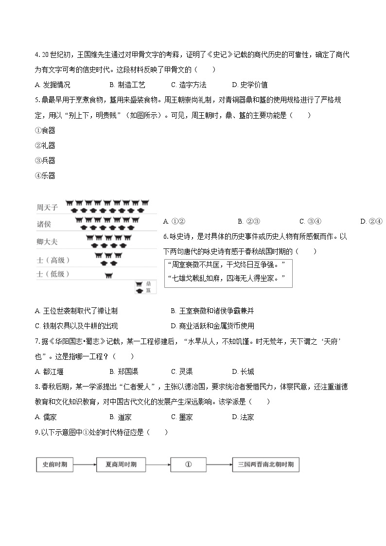 2022-2023学年北京市东城区七年级（上）期末历史试卷（含答案解析）02