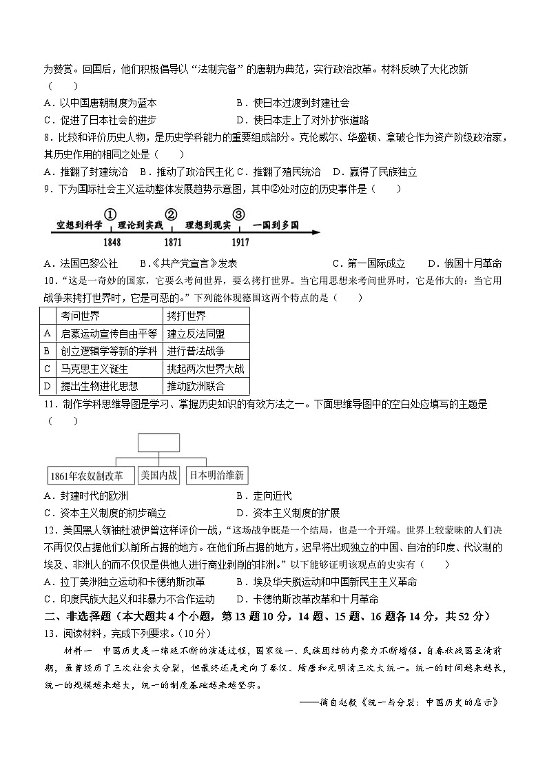 湖南师范大学附属中学2022-2023学年九年级上学期期末历史试题第2页