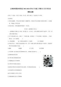 云南省昭通市昭阳区2023-2024学年八年级上册12月月考历史模拟试题（附答案）