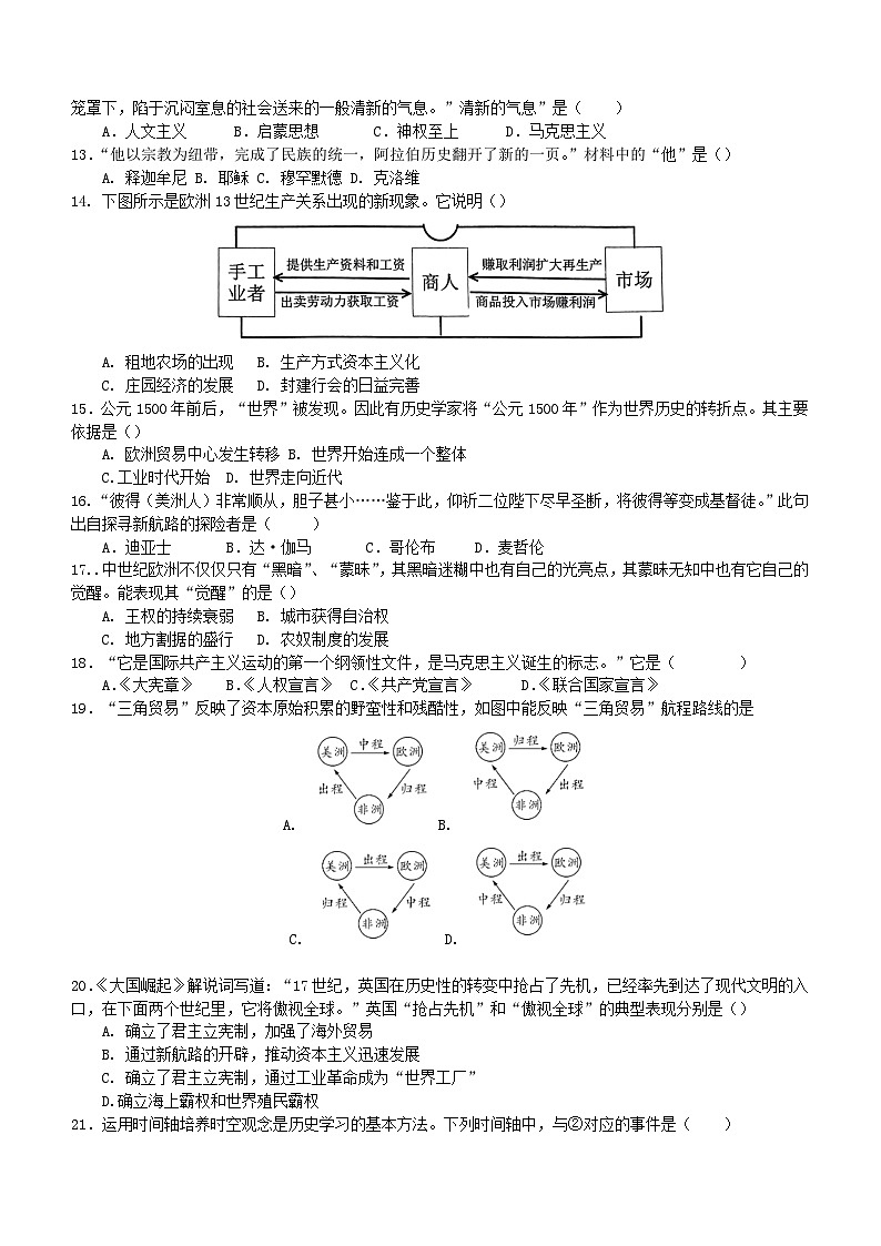 湖南省东安县2023_2024学年九年级上学期12月月考历史试题(含答案)第2页