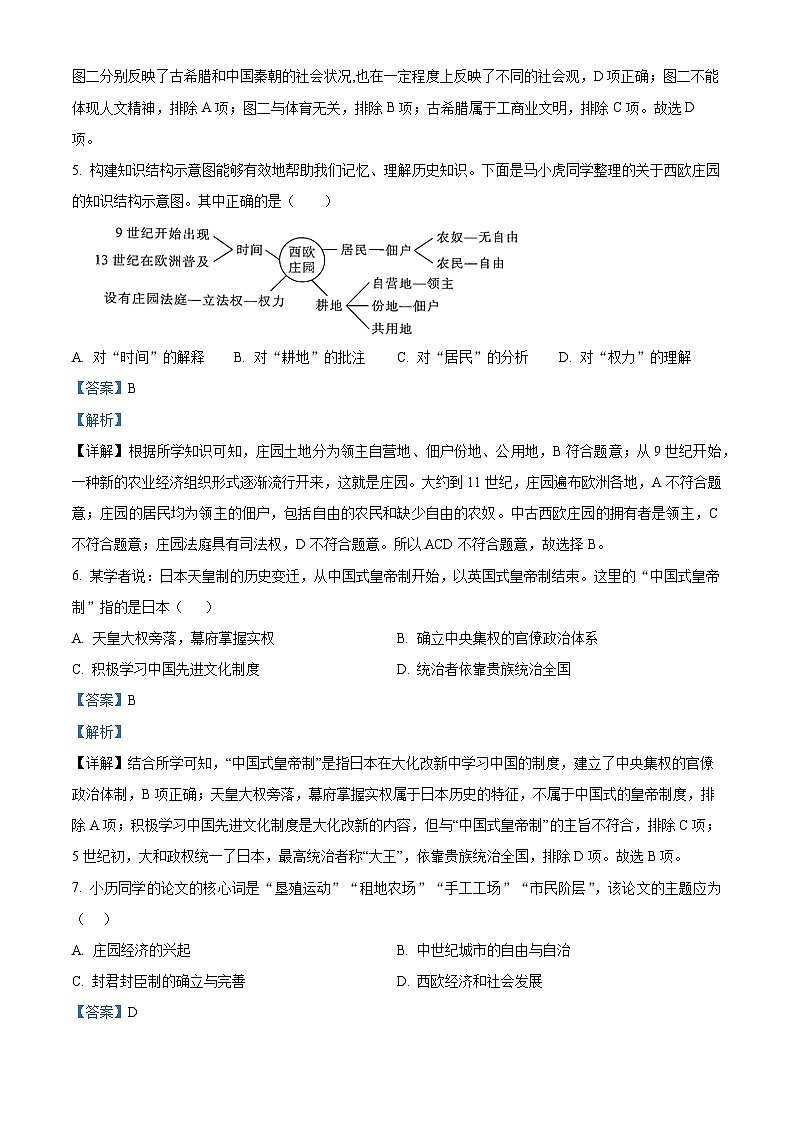 江苏省盐城市新洋第二实验学校2023-2024学年九年级上学期期中热身历史试题第3页