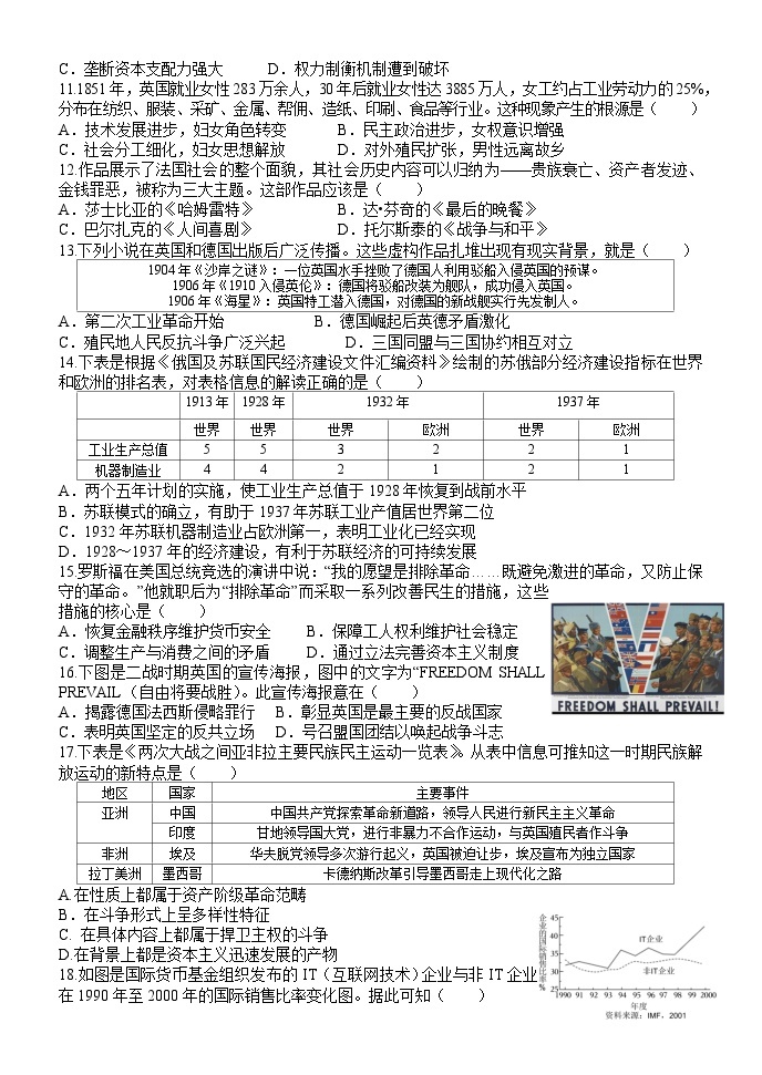 江西省南昌一中教育集团2023-2024 学年九年级第一学期期末阶段性学习质量检测历史试卷（含答案）02