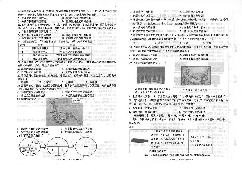 广东省汕头市潮南区陈店镇初中七校联考2023-2024学年七年级上学期期末历史试题02