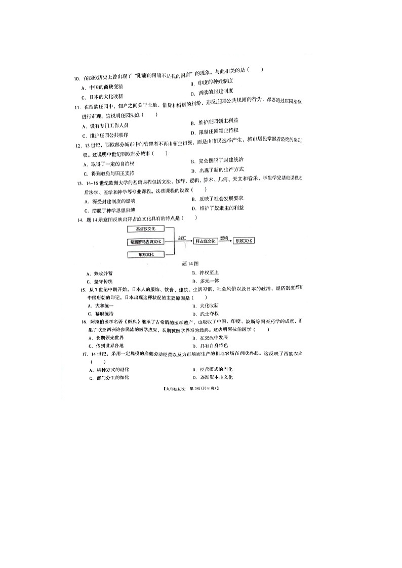 广东省阳江市阳春市2023-2024学年九年级上学期1月期末历史试题第3页