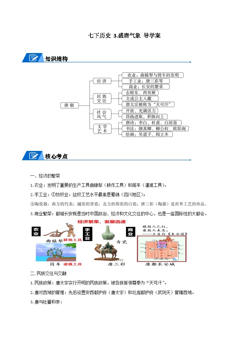 七年级历史下册 3.盛唐气象 导学案 （学生版+解析版）01