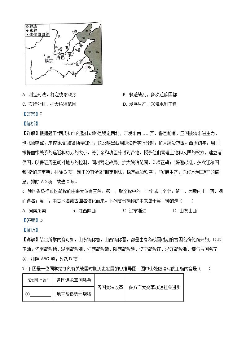 重庆市忠县2023-2024学年七年级上学期期末学业水平监测历史试题03