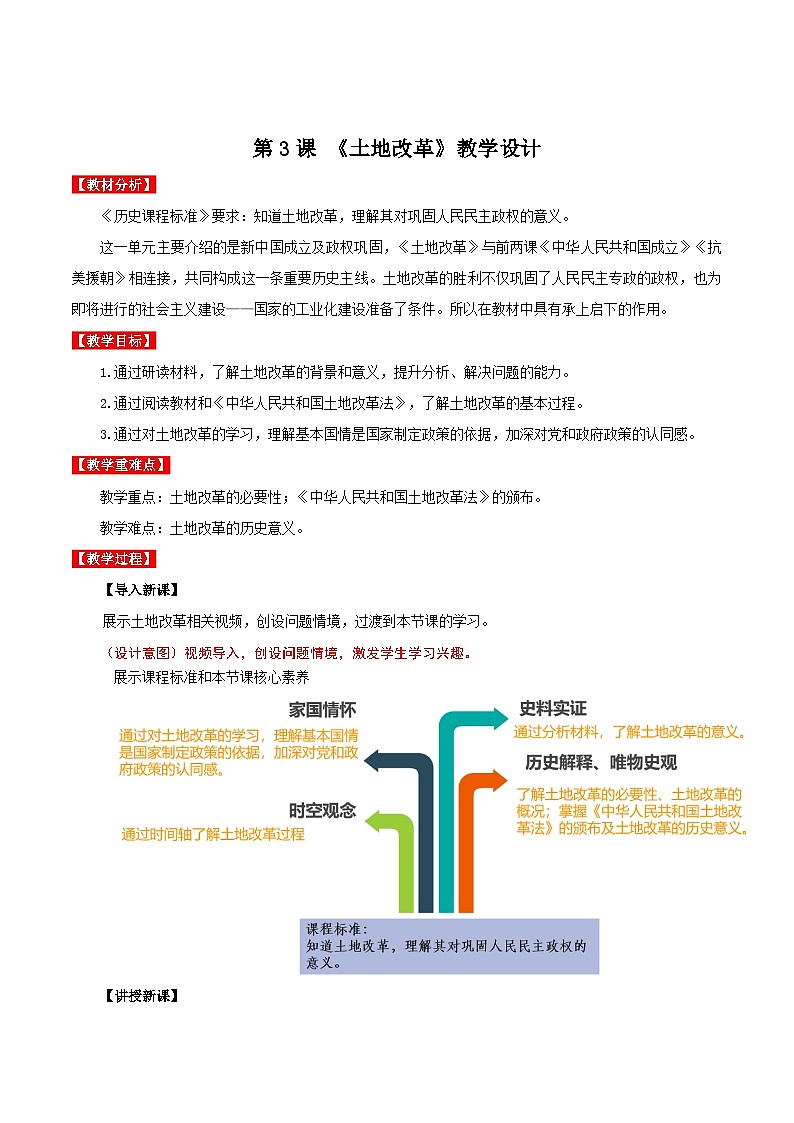第3课 土地改革 课件+教案+学案+练习(含答案)01