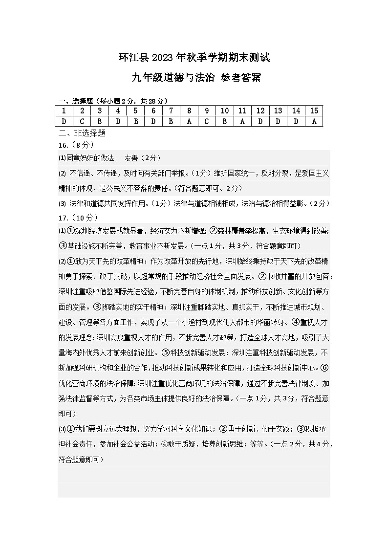 01,广西河池环江县2023-2024学年九年级上学期期末考试道法历史合卷试题(3)第1页