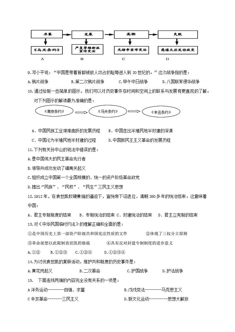四川省泸州市合江县2021-2022学年八年级上学期期中考试历史试题第2页