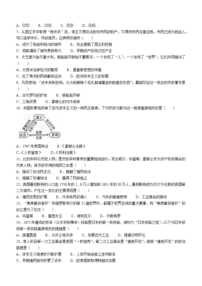 河南省洛阳市嵩县2021-2022学年九年级上学期期末考试历史试题(pdf)第2页