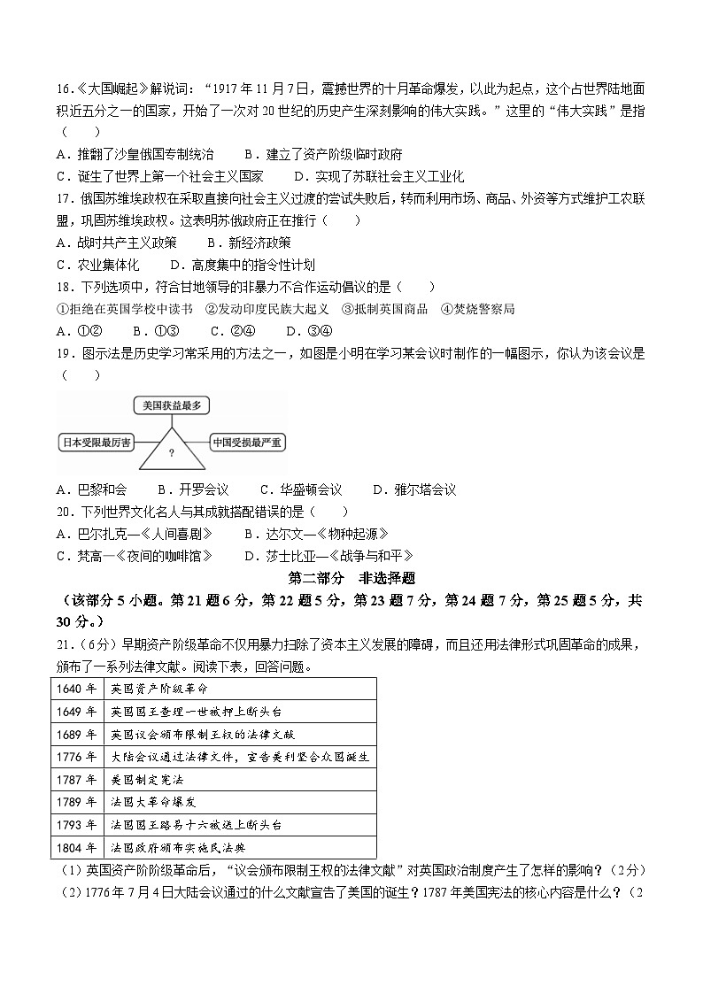 河南省洛阳市嵩县2021-2022学年九年级上学期期末考试历史试题(pdf)第3页