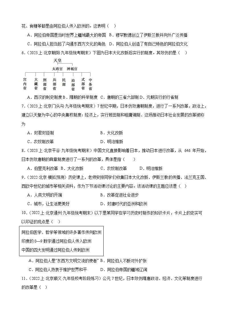 第四單元：封建時代亞洲國家 模擬練習（含解析） 2024年北京市中考歷史一輪復習第2頁