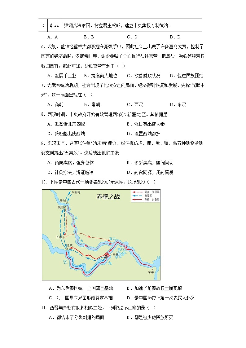 陕西省宝鸡市金台区2023-2024学年部编版七年级上学期期末历史试题(含答案)第2页