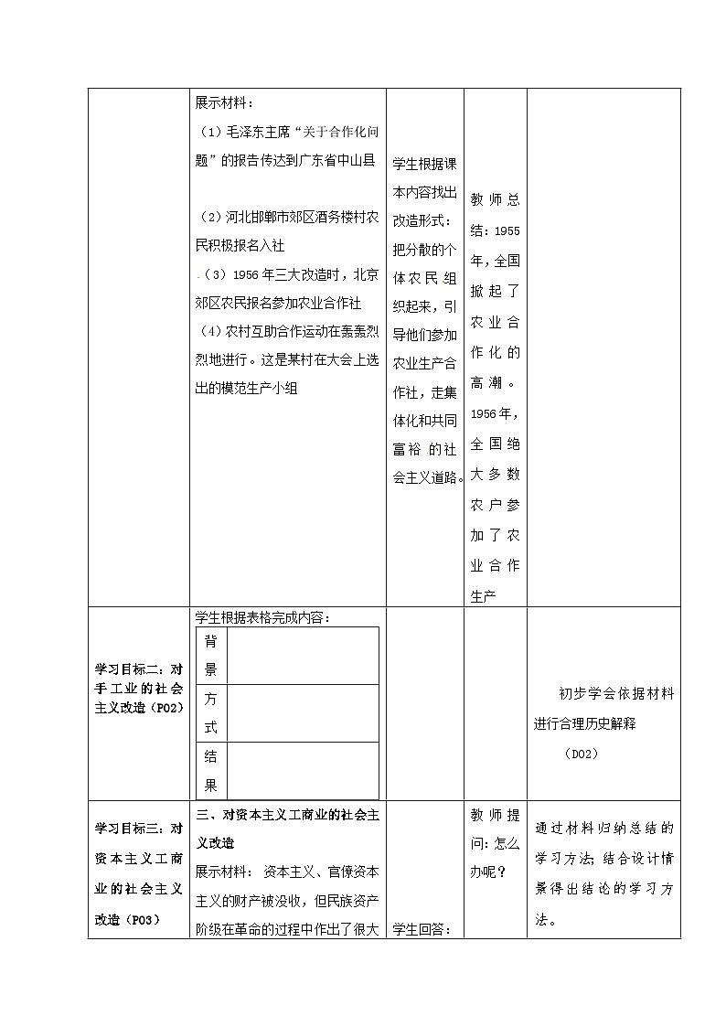 第5课 三大改造 教案 部编版八年级历史下册03