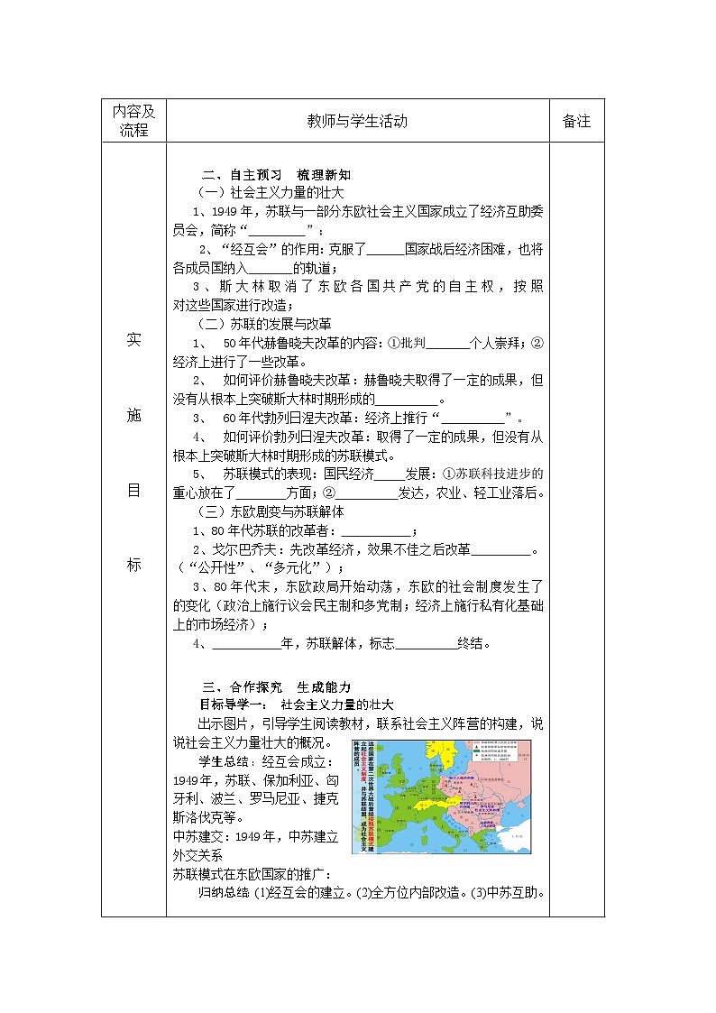 人教部编版九年级下册历史第18课 社会主义的发展与挫折 教案(表格式)02