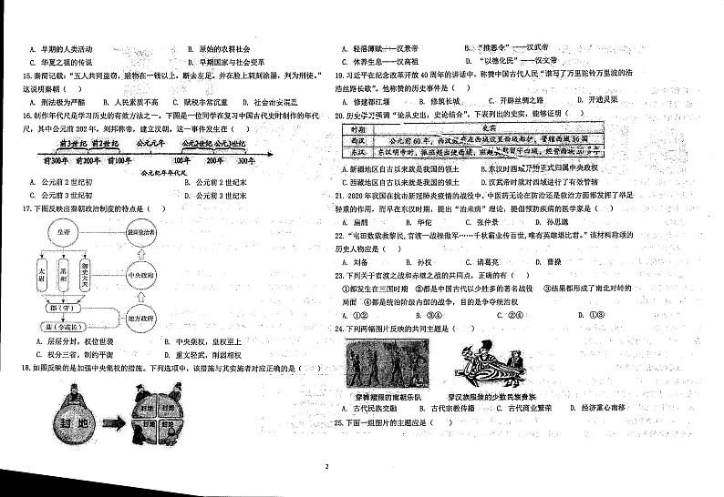 山东省聊城北大培文学校2023-2024学年上学期七年级期末历史试题第2页