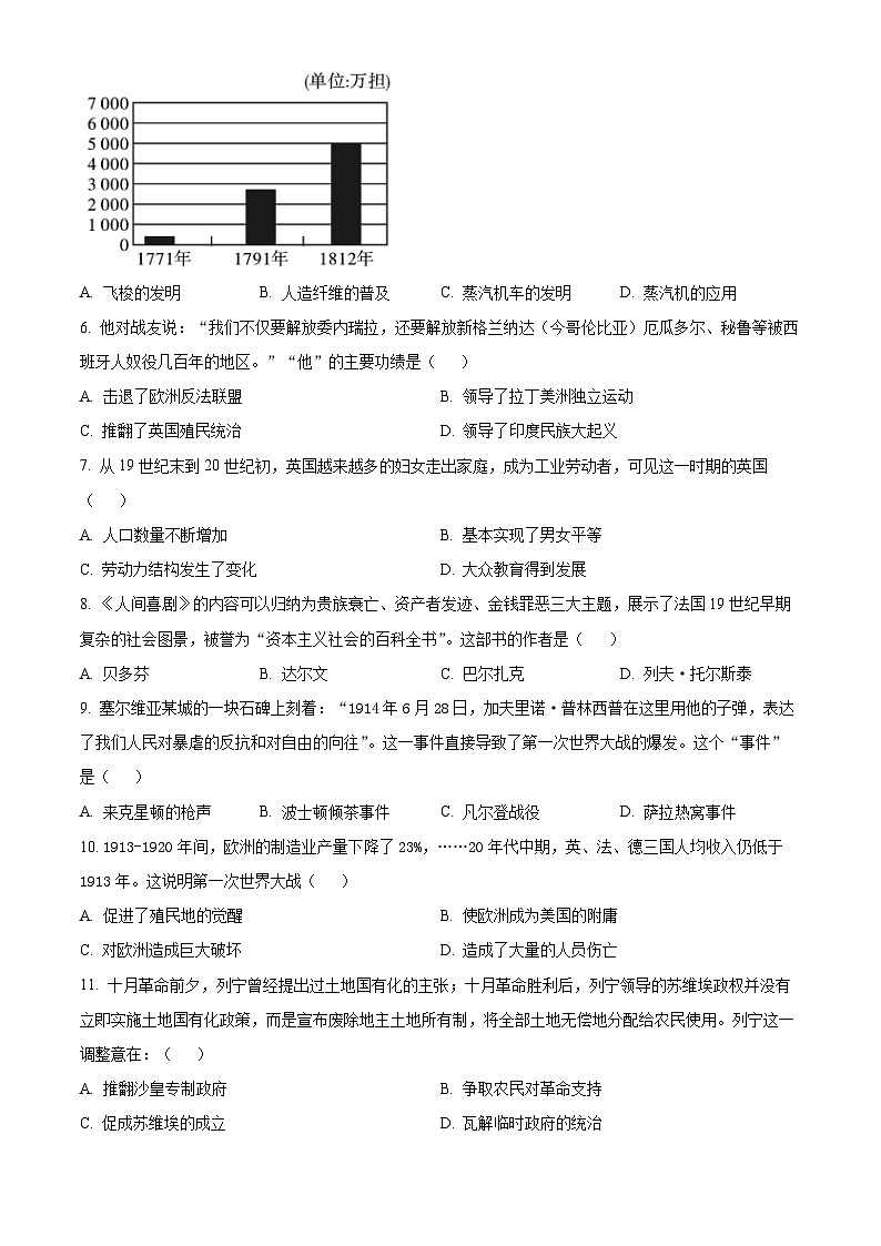 精品解析:陕西省咸阳市武功县2023-2024学年九年级上学期期末考试历史试题(原卷版)第2页