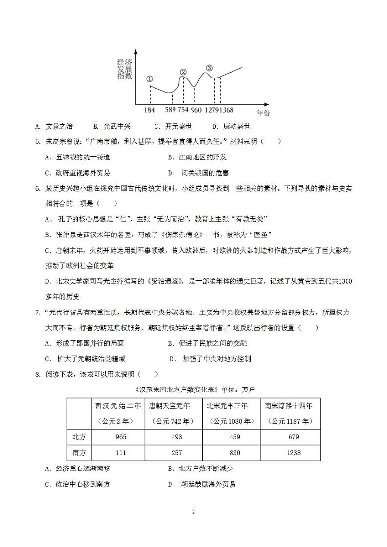 备战2024年初三中考模拟卷:历史卷07(全国通用)(原卷版)第2页