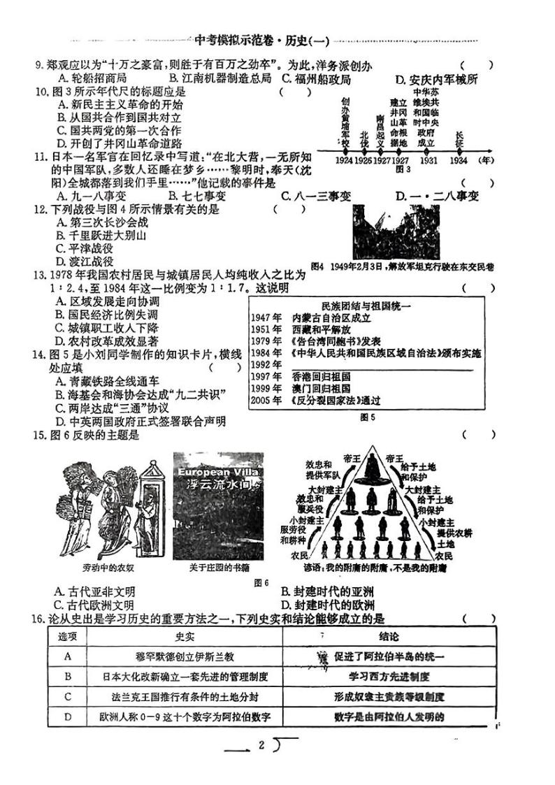 江西省赣州市部分学校2024年九年级下学期一模历史试题02