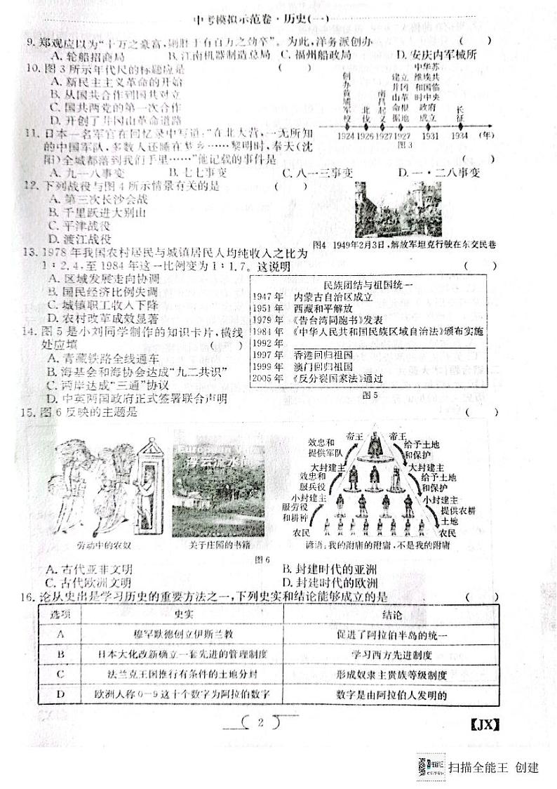 2024年江西省南昌市南昌县九年级中考一模历史试题02