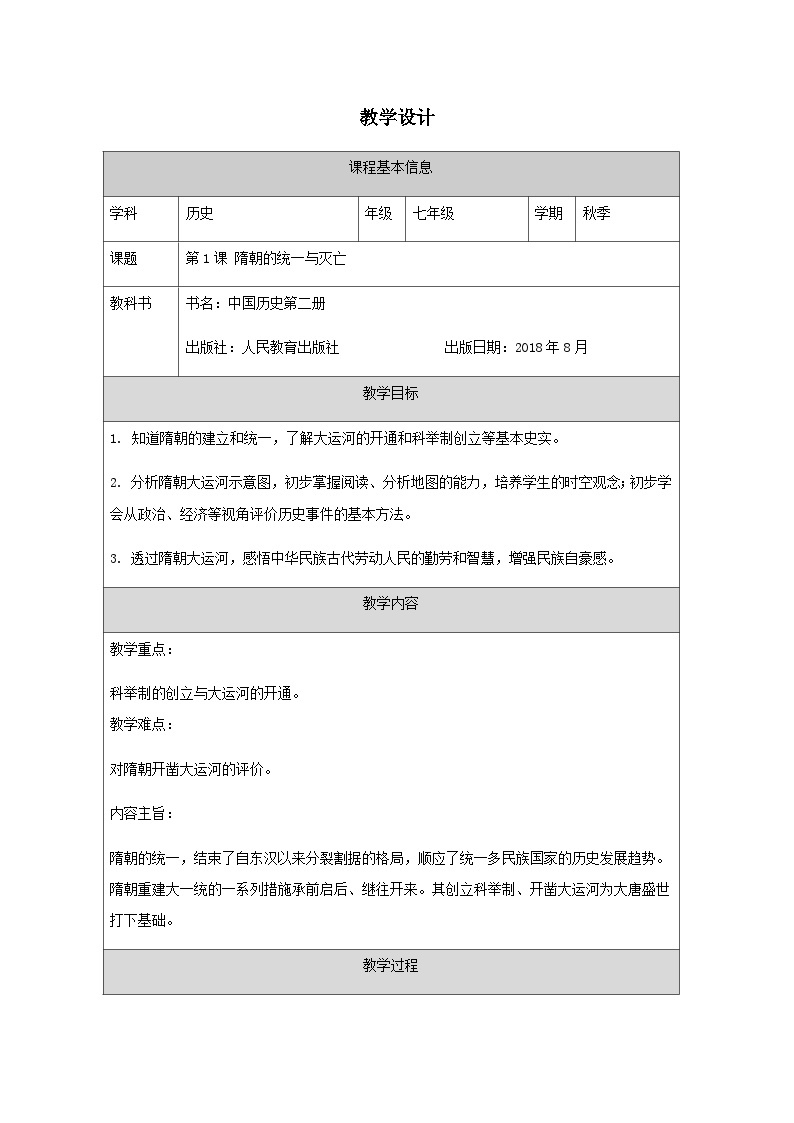 历史7年级下册（1）隋朝的统一与灭亡-教案+习题+习题课件PPT01