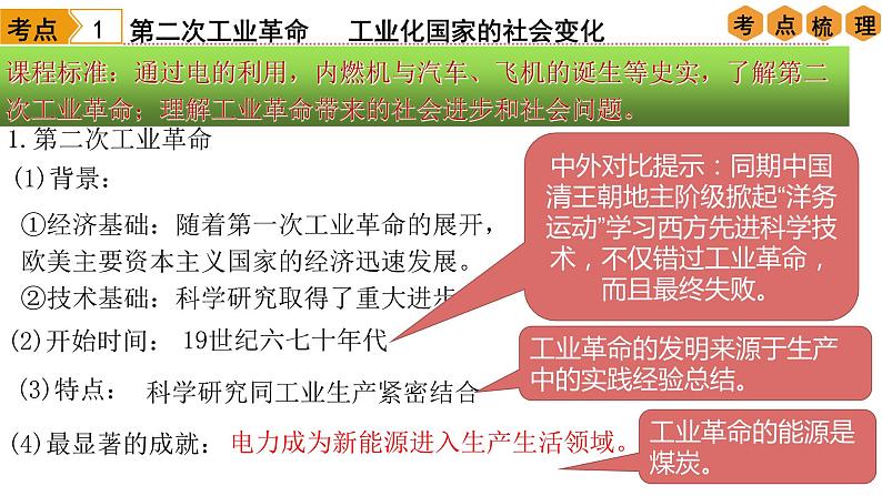 中考历史一轮复习经典备课课件 第二次工业革命和近代科学文化(含答案)第3页