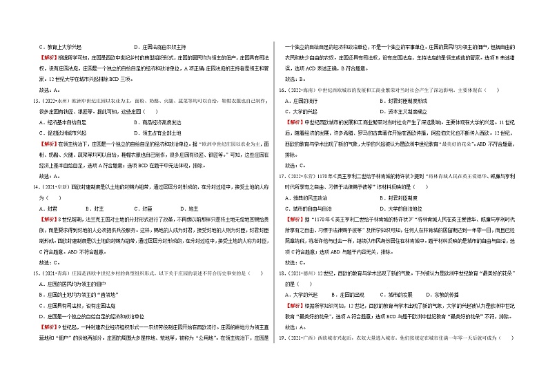 中考历史二轮专题精练冲刺专题卷23 封建时代的亚洲和欧洲文明(解析板)第3页