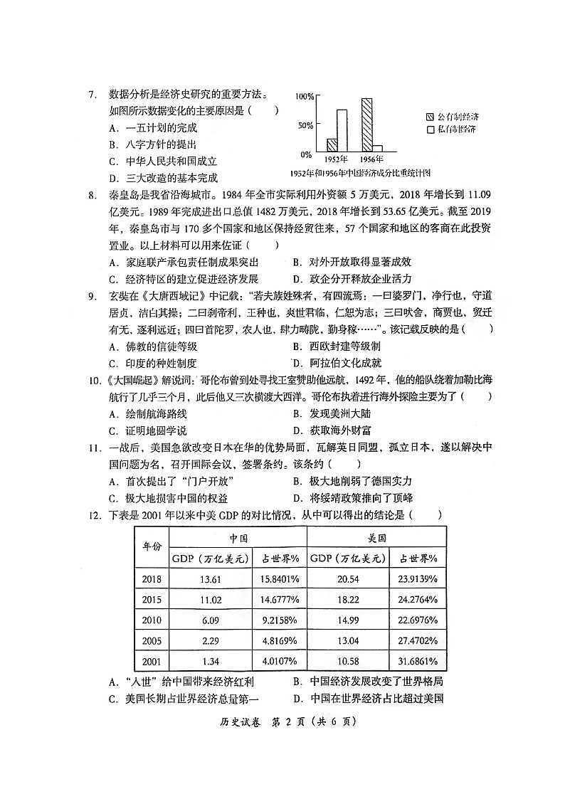 2024年四川省德阳市旌阳区中考一模历史试题02